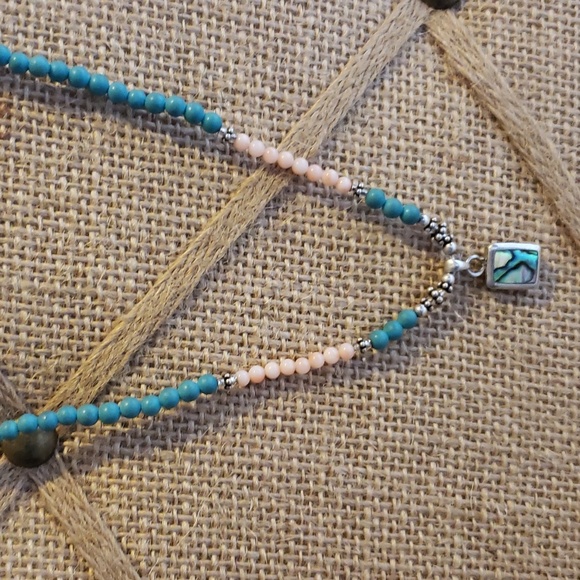 Mother of Pearl Sterling Silver Pendant on Beaded Necklace - Picture 3 of 6